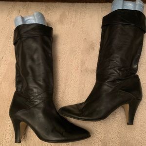 Peter Kaiser black ELASTOMERE size 8 Genuine Leather slouch boots